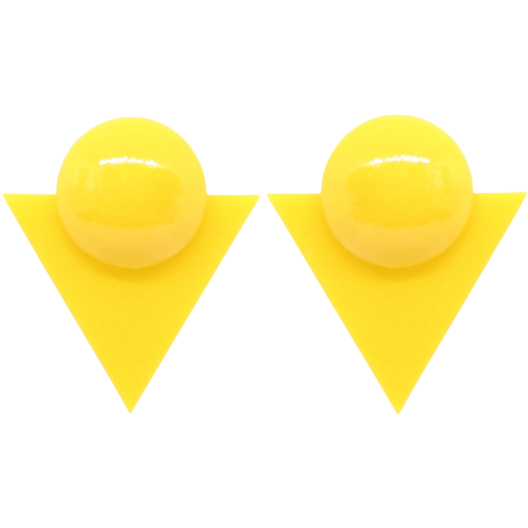 1980's Style Retro Yellow Earrings Geometric Triangle Atomic Cat