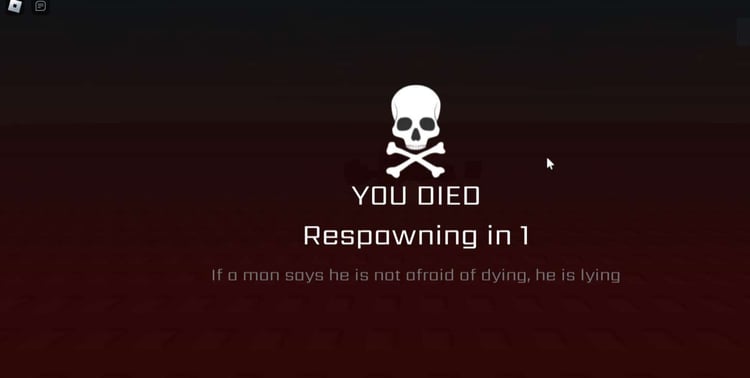 Roblox death screen UI