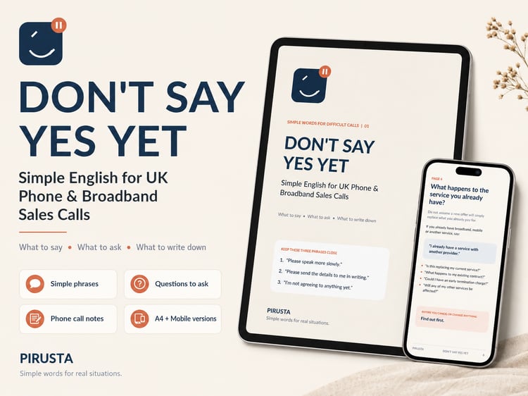 Don’t Say Yes Yet UK phone sales call guide by PIRUSTA Publishing