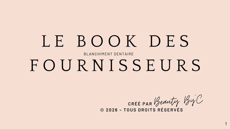 Book de fournisseurs blanchiment dentaire