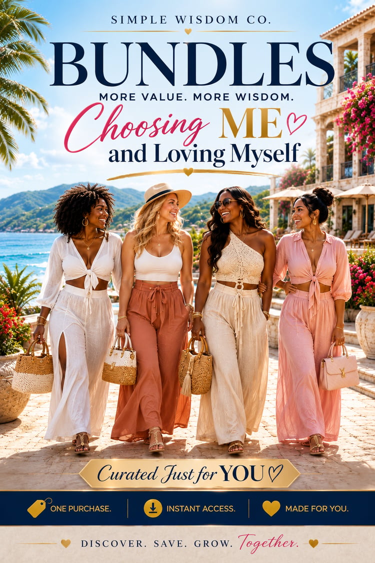 Five diverse women enjoying a relaxing resort getaway together, representing self-love, confidence, personal growth, body positivity, and choosing yourself.