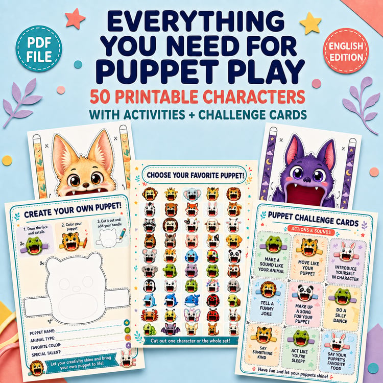 50 Moving-Mouth Animal Puppets