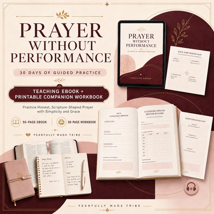 Prayer Without Performance 30-day Christian prayer ebook and printable workbook bundle