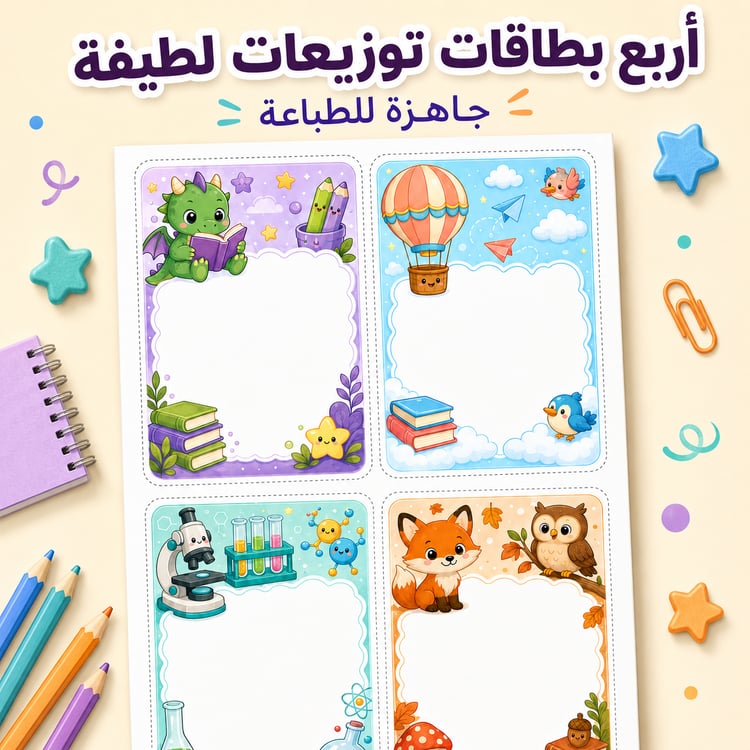 أربع بطاقات توزيعات لطيفة