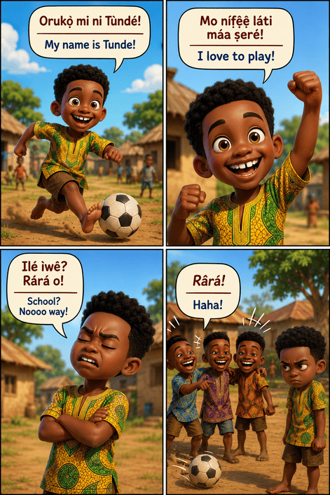Comic page playful Tunde