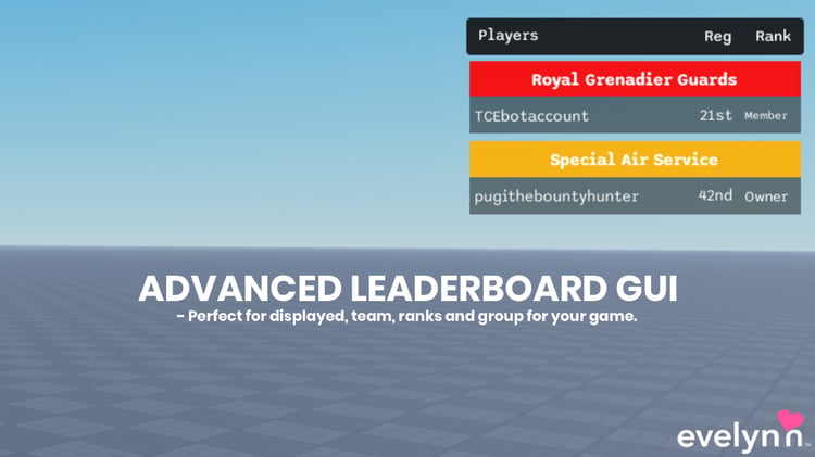 Roblox advanced team leaderboard GUI