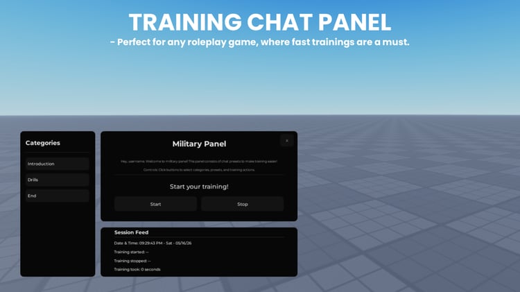 Roblox training chat panel