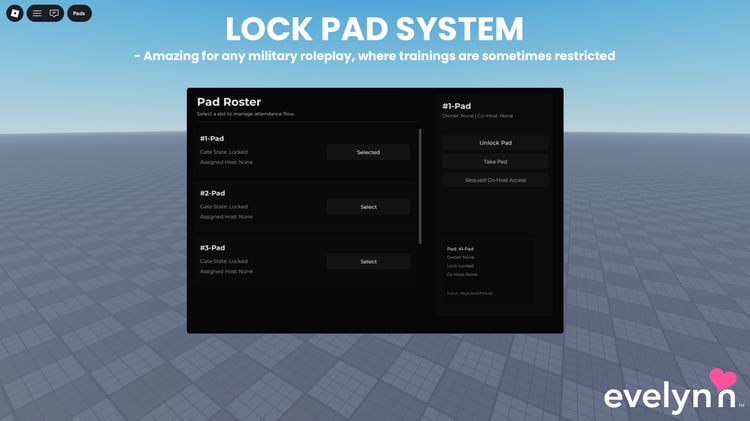 Roblox lock pad management system