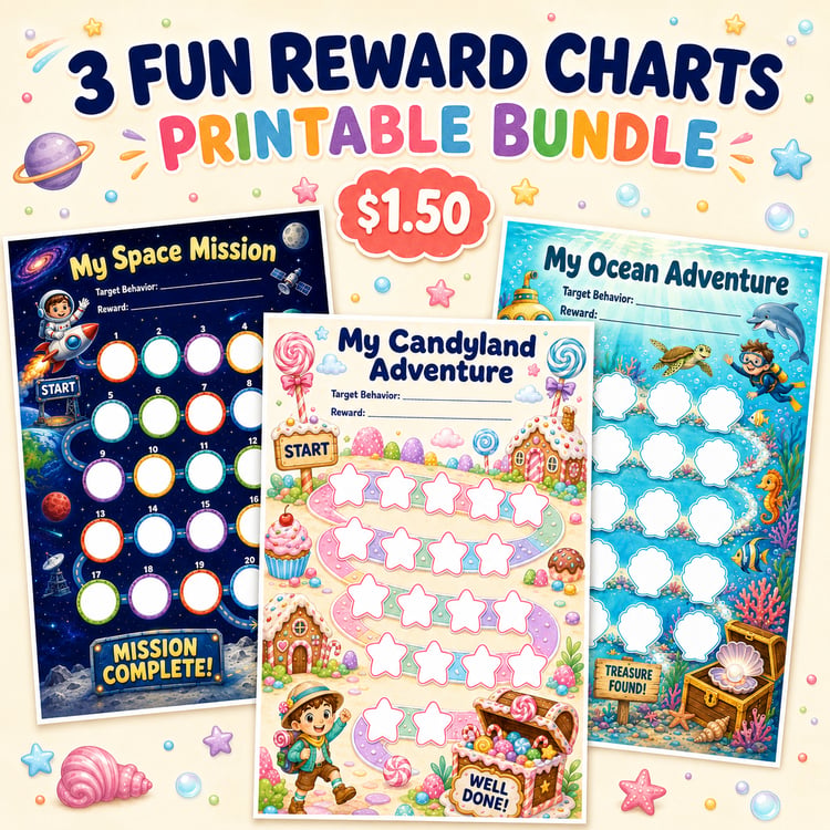 3 Fun Printable Reward Charts for Kids | Candyland, Space & Ocean