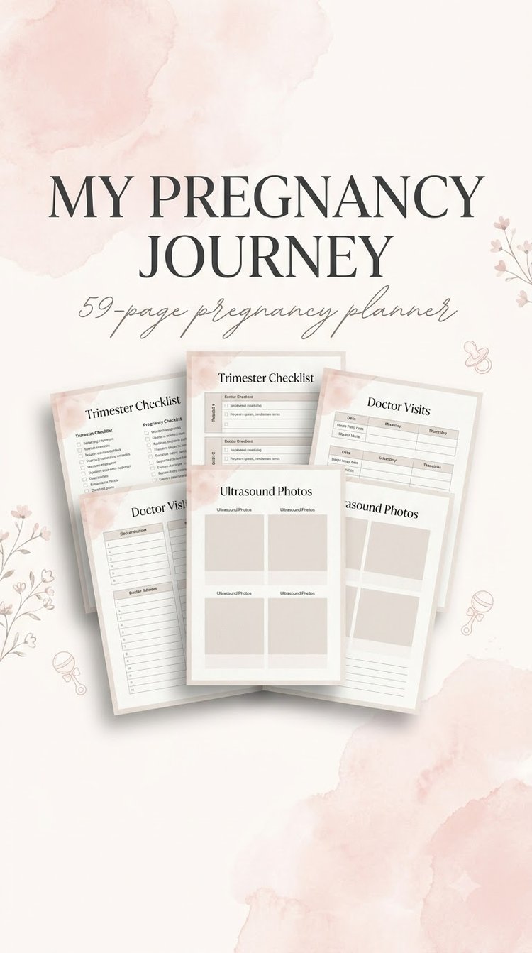My Pregnancy Journey 59-page pregnancy planner and journal printable PDF for moms-to-be