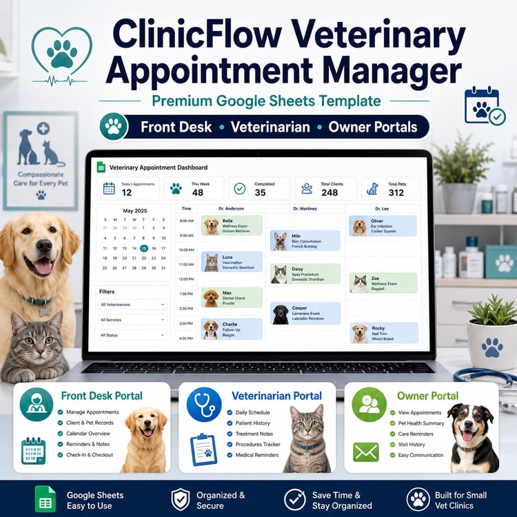 ClinicFlow Veterinary Appointment Manager | Templova Digital product Image1
