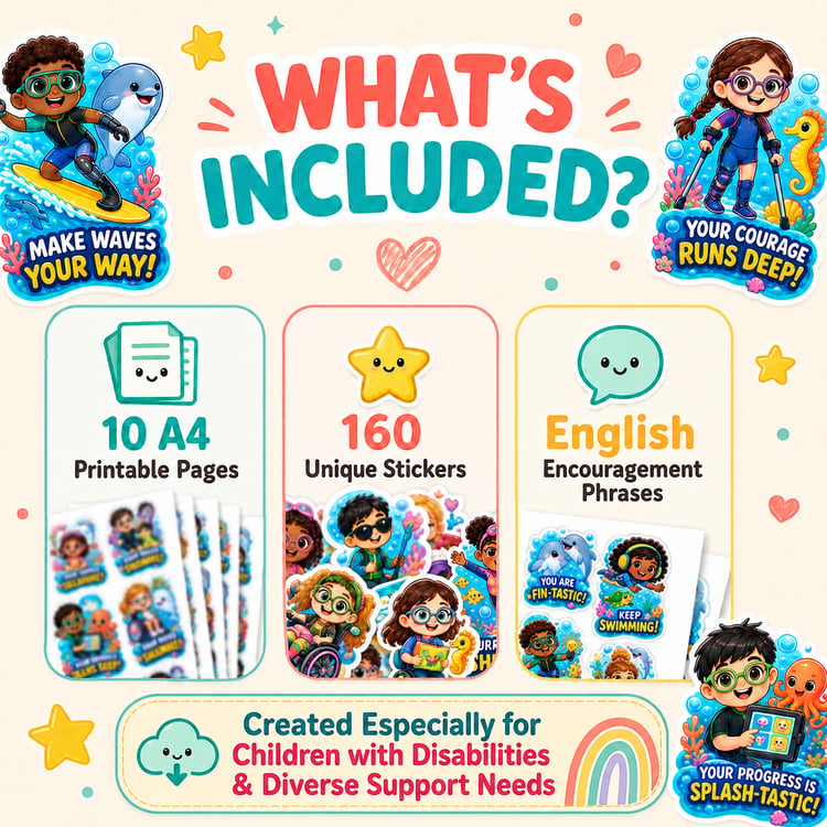 160 Chibi Encouragement Stickers for Children with Disabilities