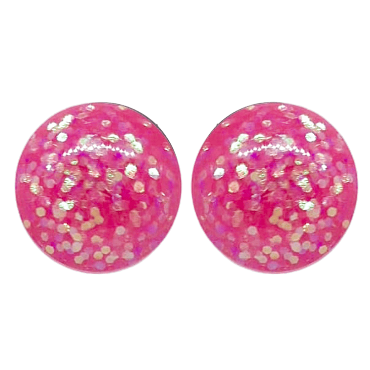 Pink Glitter Stud Earrings Pinup 1950's Style by Atomic Cat