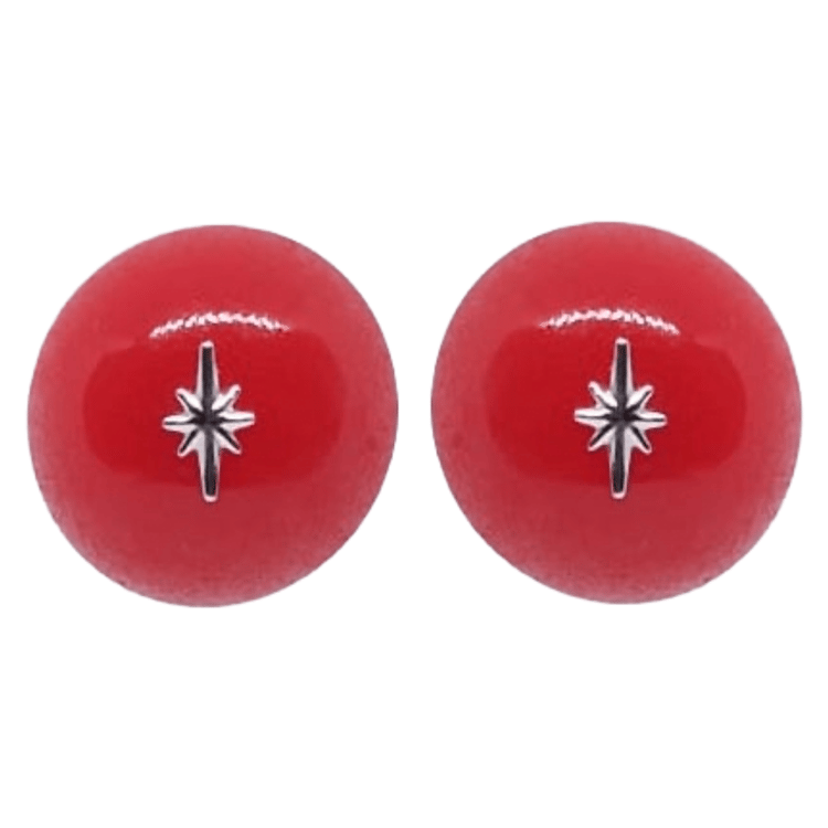 1950's Pinup Style Stud Earrings in red with silver starburst by Atomic Cat