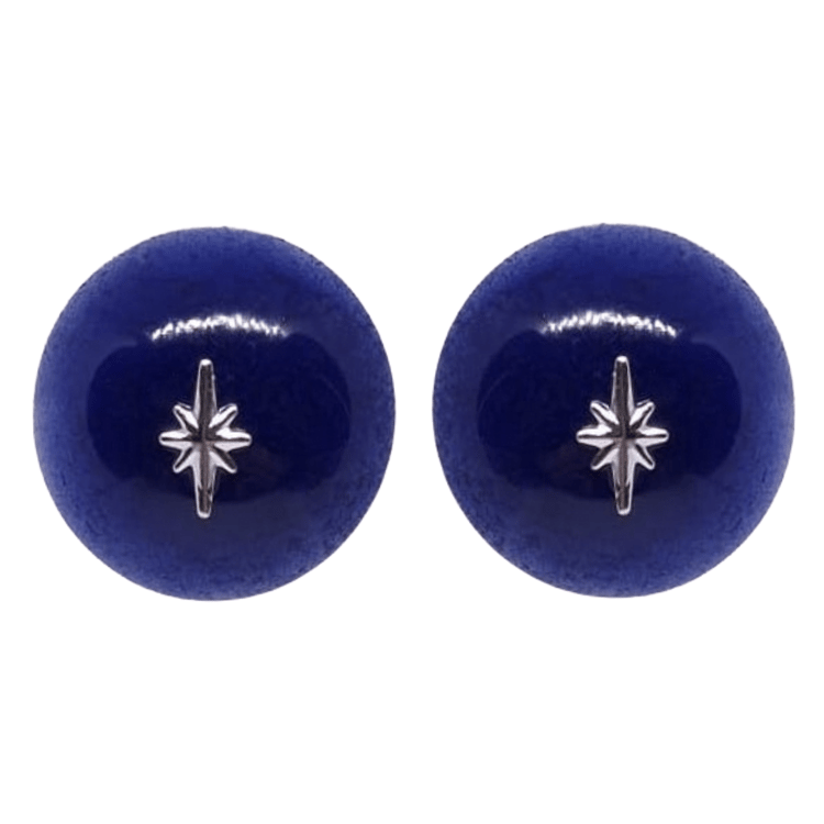1950's Pinup Style Stud Earrings in blue with silver starburst by Atomic Cat
