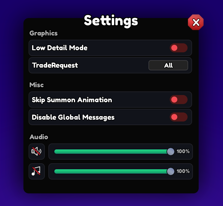Roblox settings menu GUI