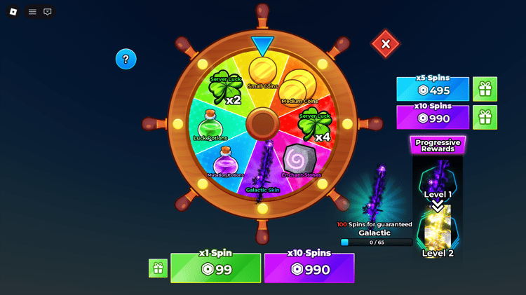 Roblox spin wheel GUI