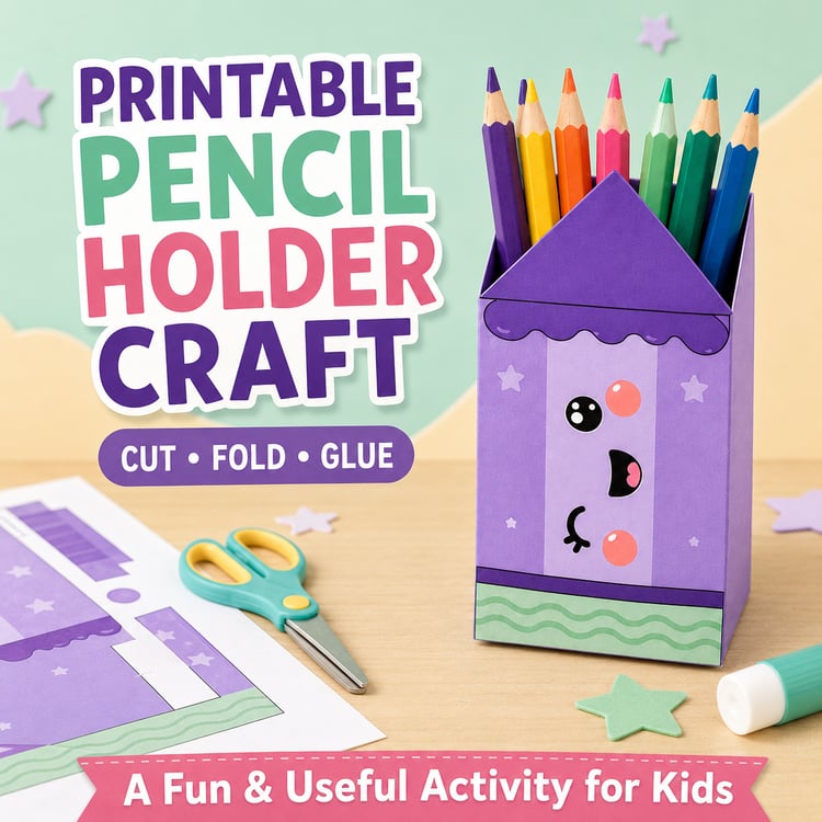 Printable Pencil Holder Craft for Kids