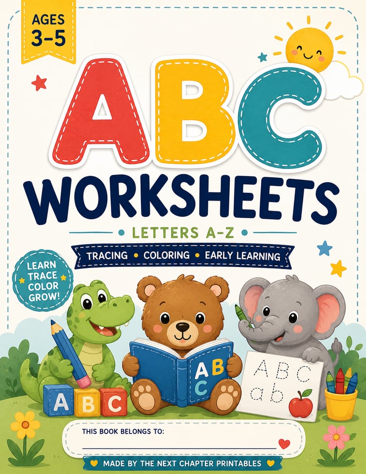 ABC Learning and Tracing Worksheets printable cover for young children learning the alphabet