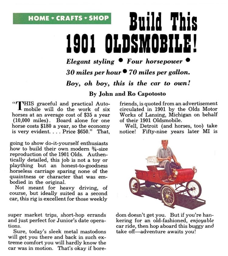 1901 Olds Curved Dash Runabout plans