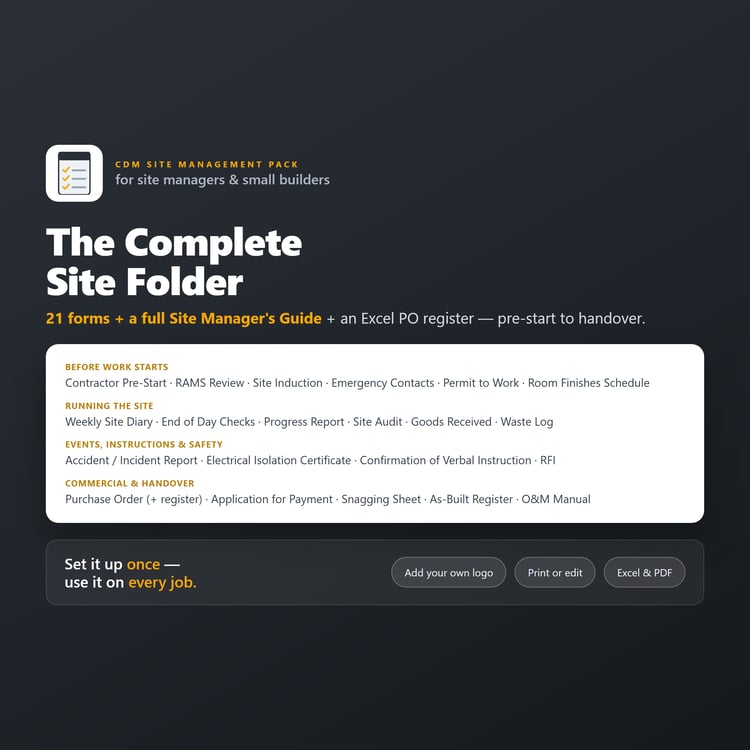 Complete Site Folder CDM site management forms pack