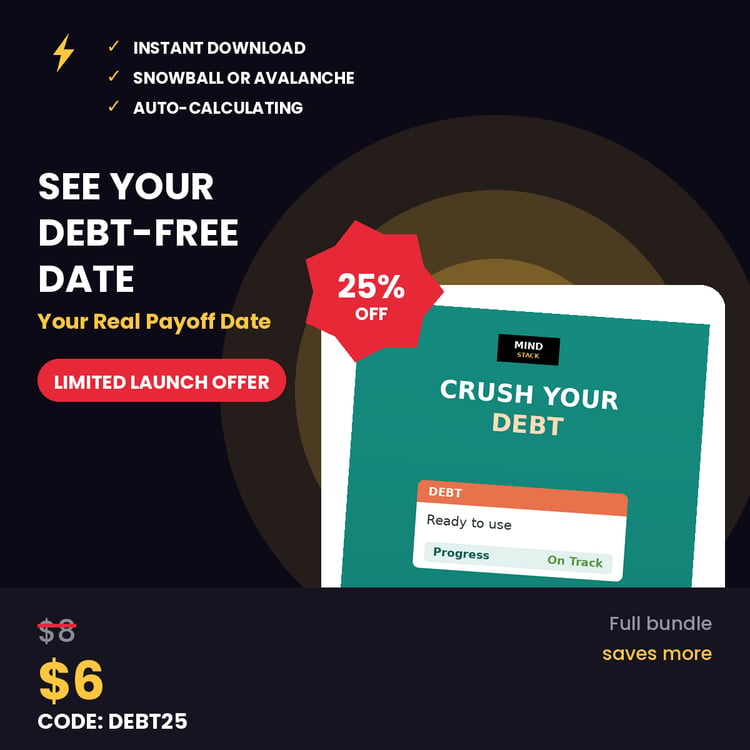 Debt Payoff Tracker Excel and Google Sheets template with snowball and avalanche payoff methods, progress charts, and automatic calculations for debt-free journey