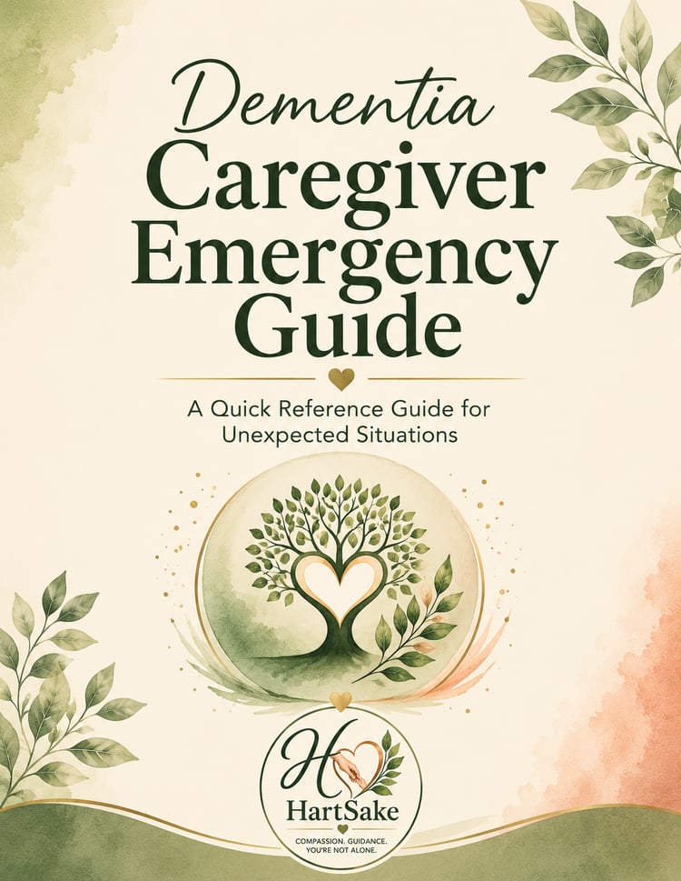Dementia Caregiver Emergency Guide with practical information to help family caregivers prepare for urgent situations, sudden behavior changes, safety concerns, and emergencies while caring for a loved one with dementia.