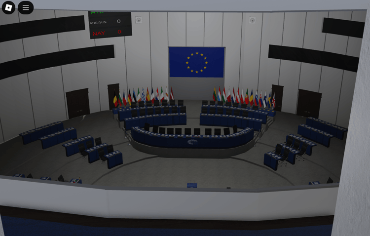 Roblox European Parliament assembly chamber