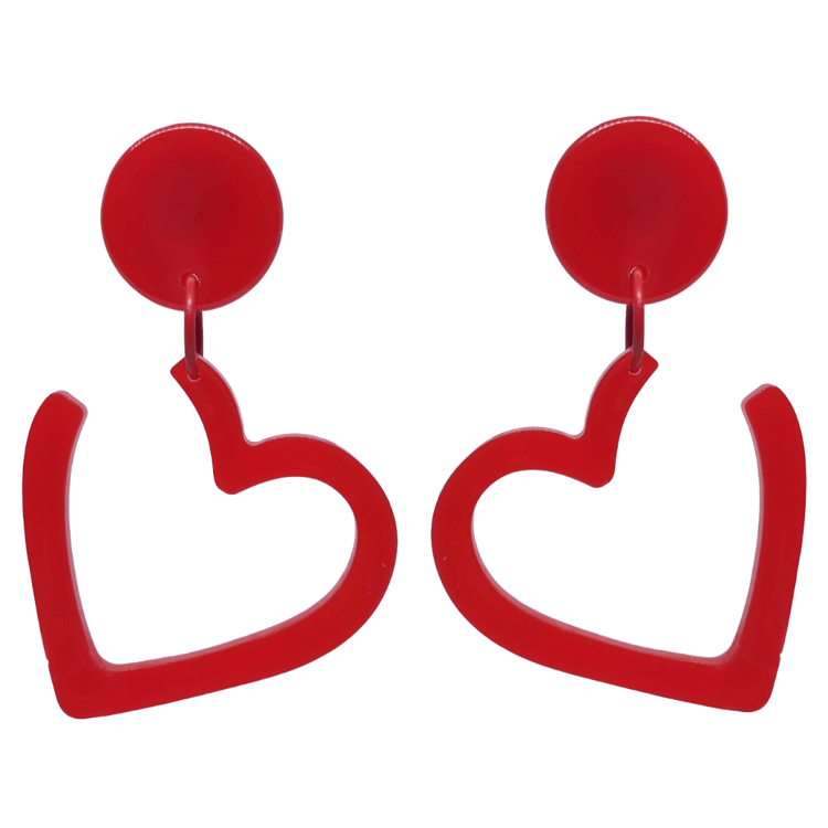 Retro 1980's 80s Red Heart Earrings by Atomic Cat