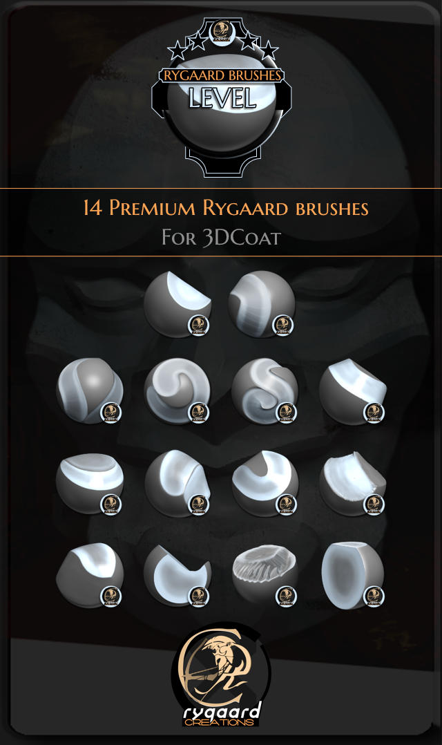 Rygaard Level brush pack contains 14 different brushes