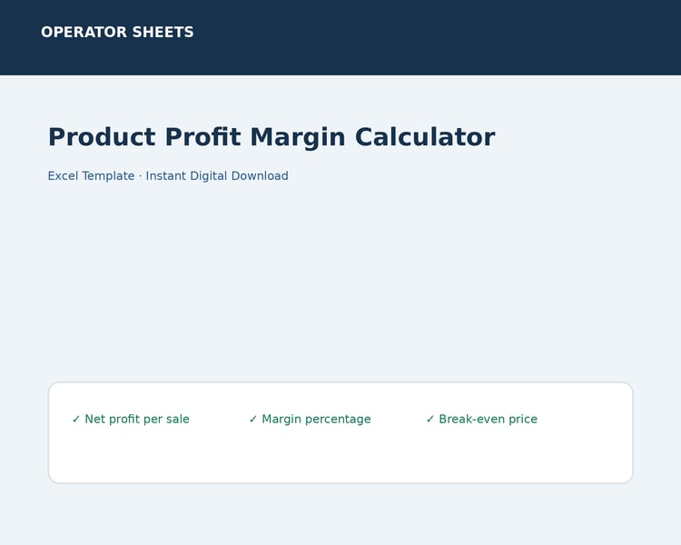 Product profit margin calculator Excel template