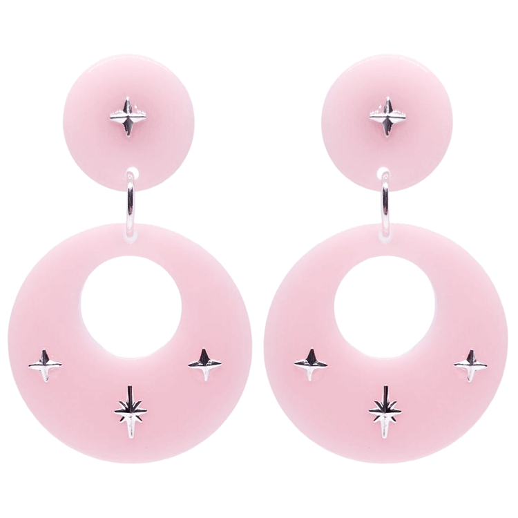 Retro Vintage Pinup Style Pink Hoop Earrings by Atomic Cat