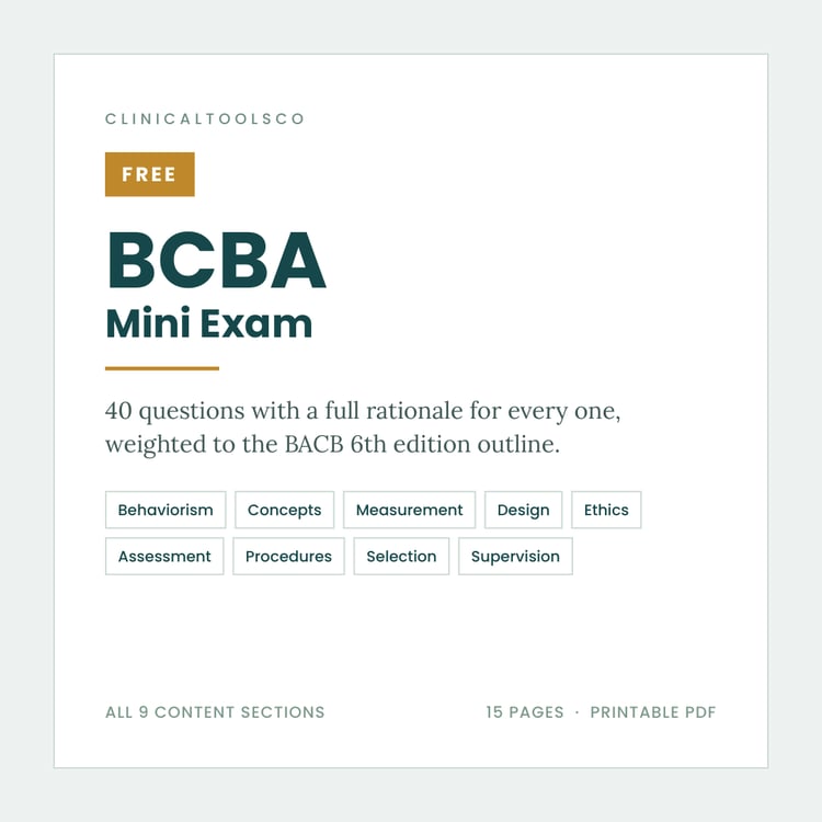 Cover of Free BCBA Practice Test 2026, 40 Questions with Rationales