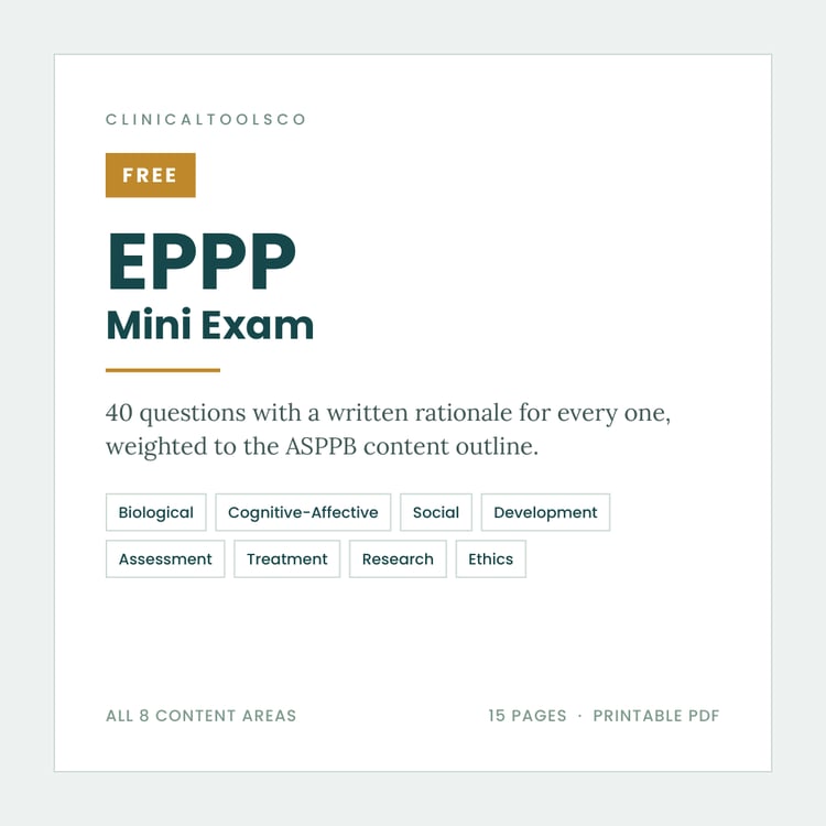 Cover of Free EPPP Practice Test 2026, 40 Questions with Rationales