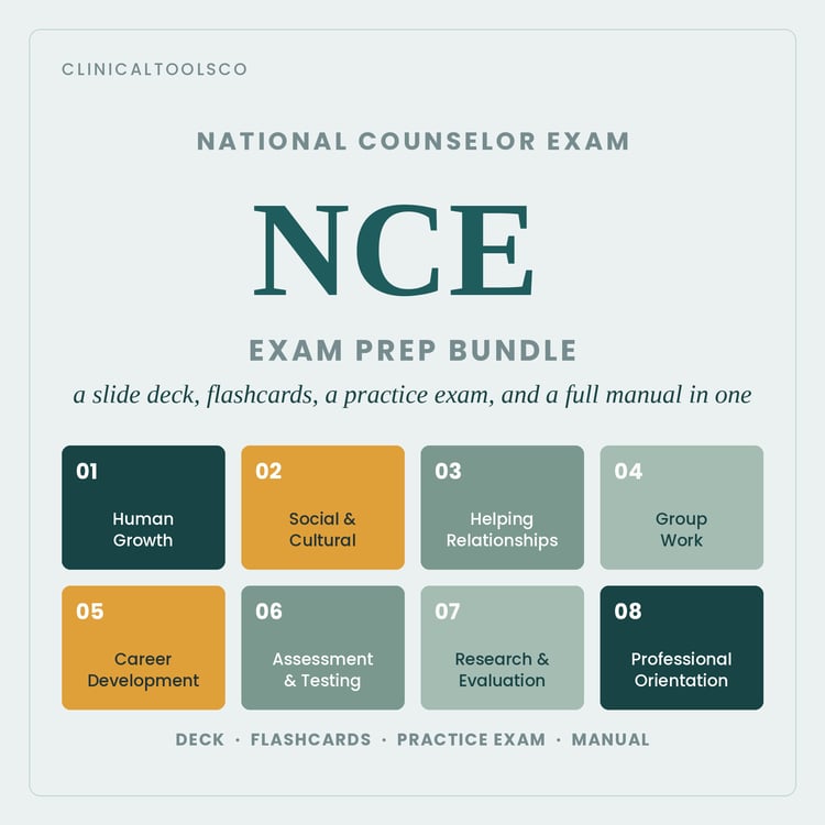 Cover of NCE Exam Prep Bundle 2026, Practice Questions and Study Deck