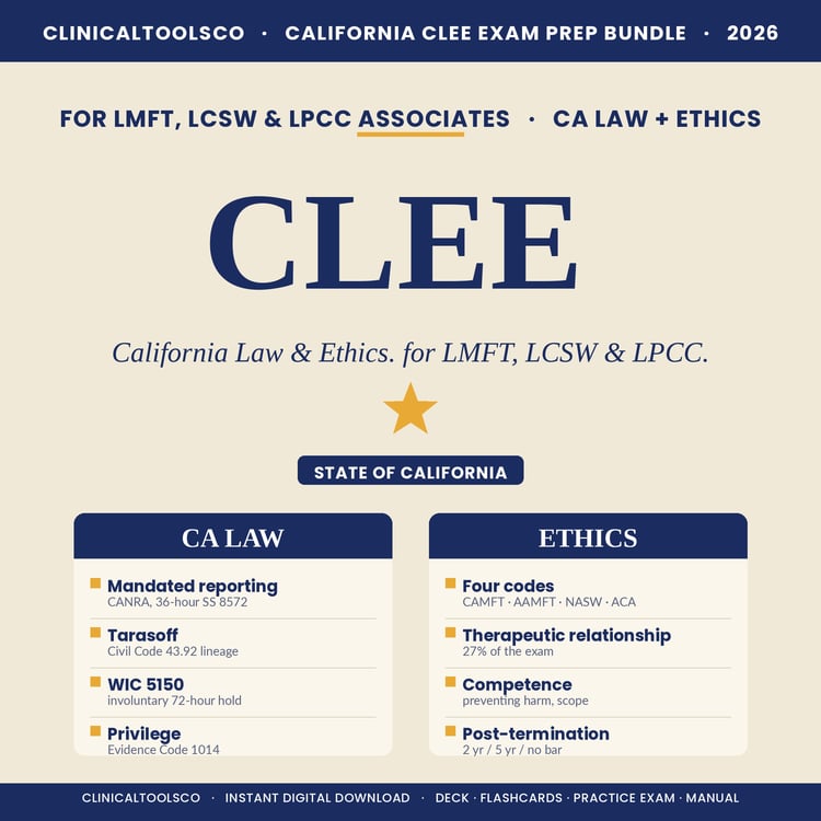 Cover of CLEE Exam Prep 2026, California Law and Ethics for LMFT and LCSW