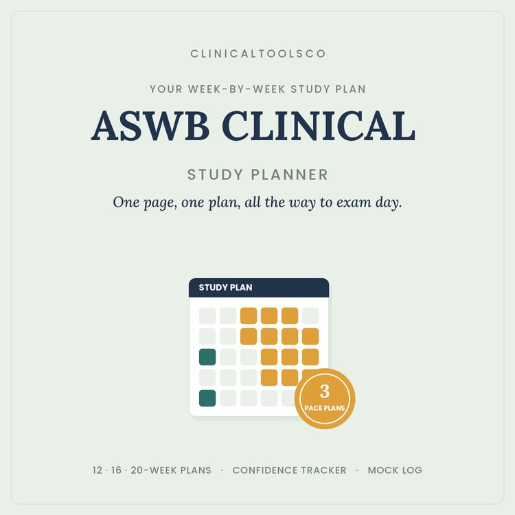 Cover of ASWB Clinical Study Planner 2026, LCSW Exam Schedule