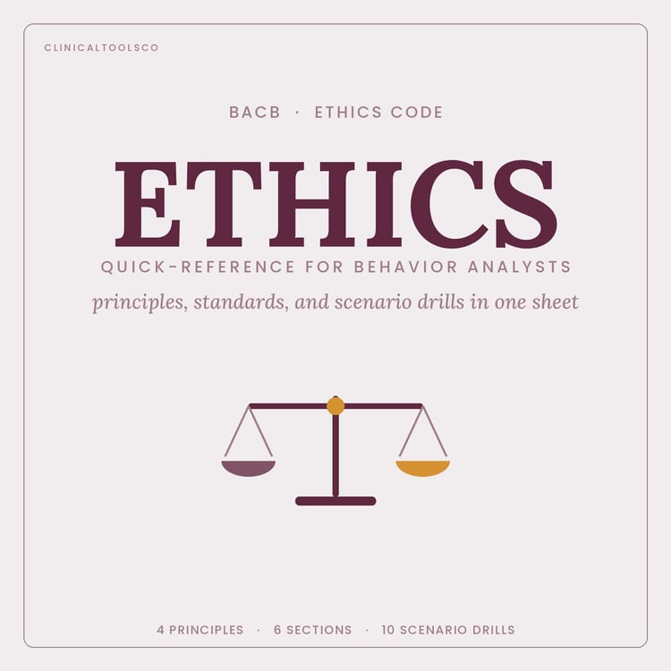 Cover of BCBA Ethics Study Sheet, BACB Code Quick Reference