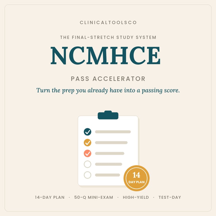 Cover of NCMHCE 14 Day Accelerator, Final Review Study Plan