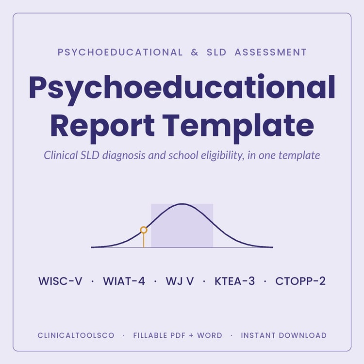Cover of Psychoeducational Evaluation Report Template, SLD and IDEA