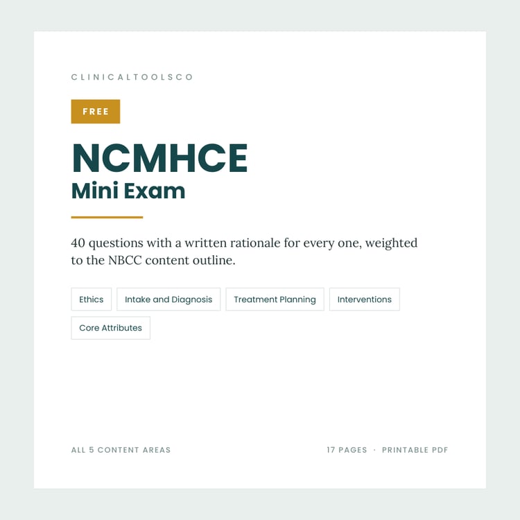 Cover of Free NCMHCE Practice Test 2026, 40 Questions with Rationales