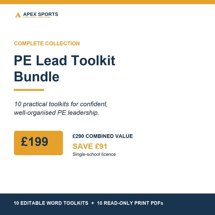 Complete APEX PE Lead Toolkit Bundle containing ten practical primary PE leadership toolkits.