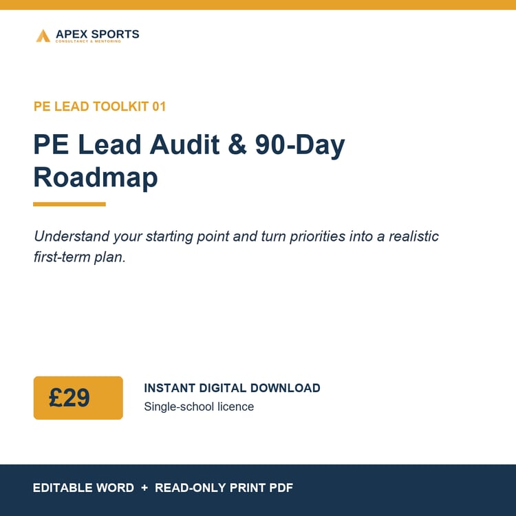 APEX PE Lead Audit and 90-Day Roadmap toolkit for reviewing and improving primary PE provision.