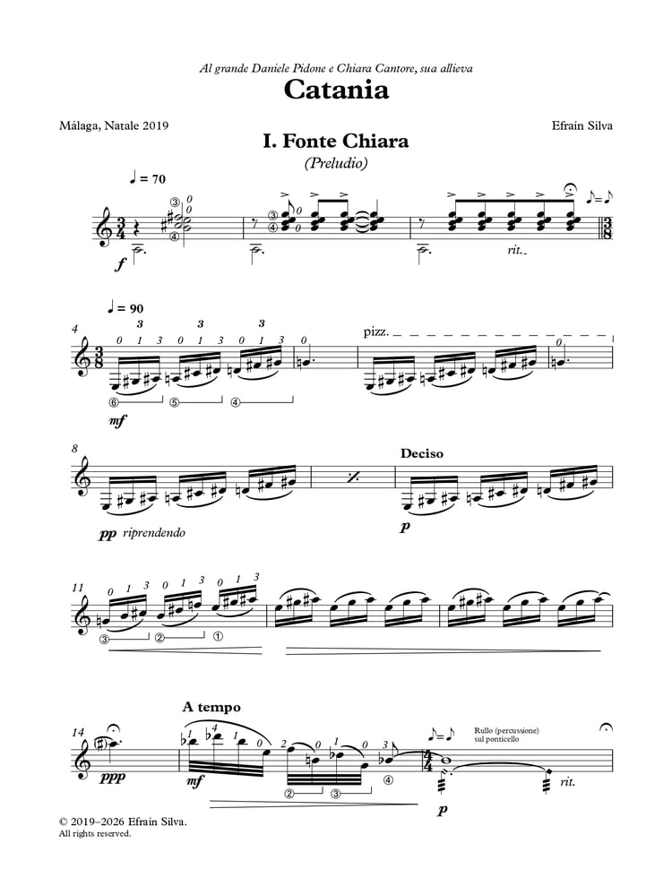 Catania Efrain Silva, Fonte Chiara, Dany Valzer Venezolano, Daniele Pidone, Chiara Cantore, Vals Venezolano Guitarra, Diptico Guitarra Sola, Contemporary Classical Guitar, Solo Guitar, Guitarra Sola, Advanced Classical Guitar, Sheet Music, Partituras Guit