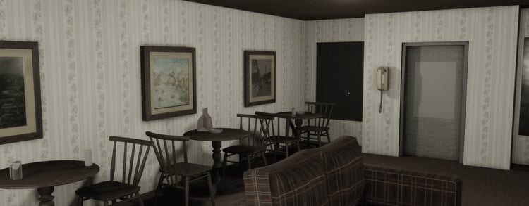 Furnished Italian social club kitchen with vintage appliances