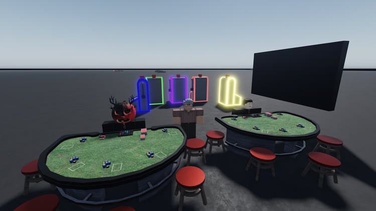 Multiplayer blackjack table with five player seating positions