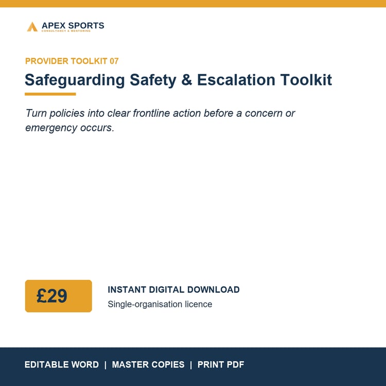 APEX Safeguarding Safety and Escalation Toolkit cover