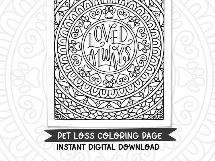 Pet Memorial Coloring Page for Grieving the Loss of a Dog | Instant Download