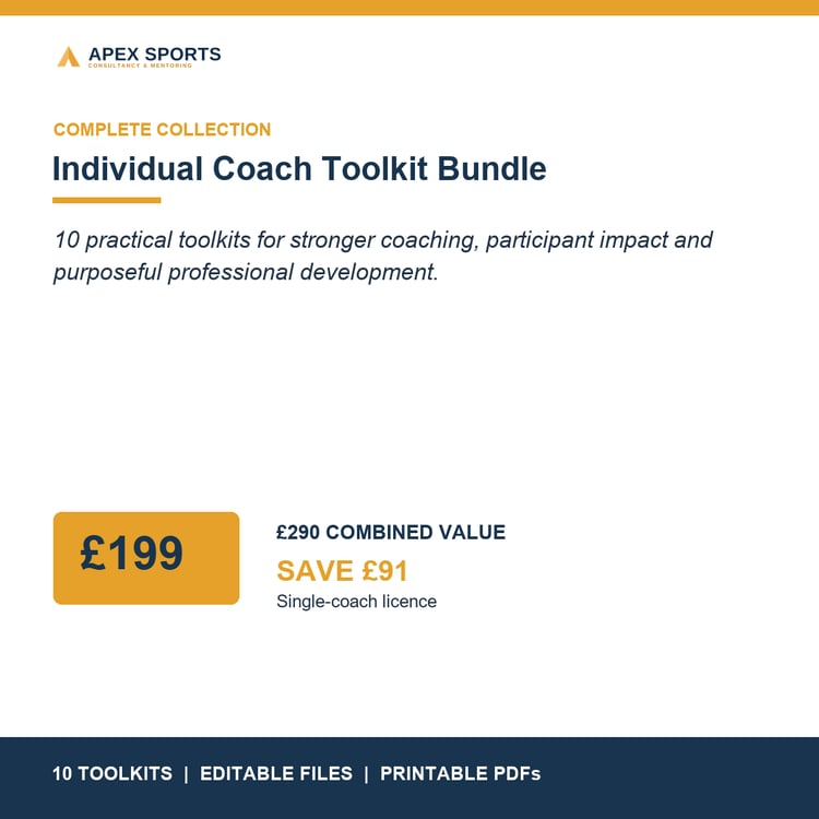 Complete APEX Individual Coach Toolkit Bundle containing ten practical coaching and professional-development toolkits.