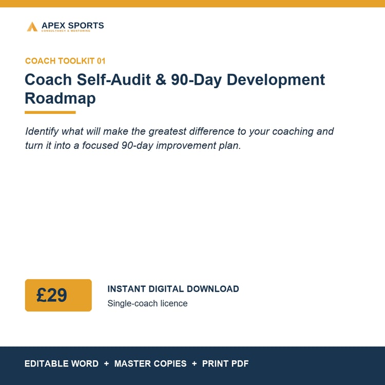 APEX Coach Self-Audit and 90-Day Development Roadmap digital toolkit cover.